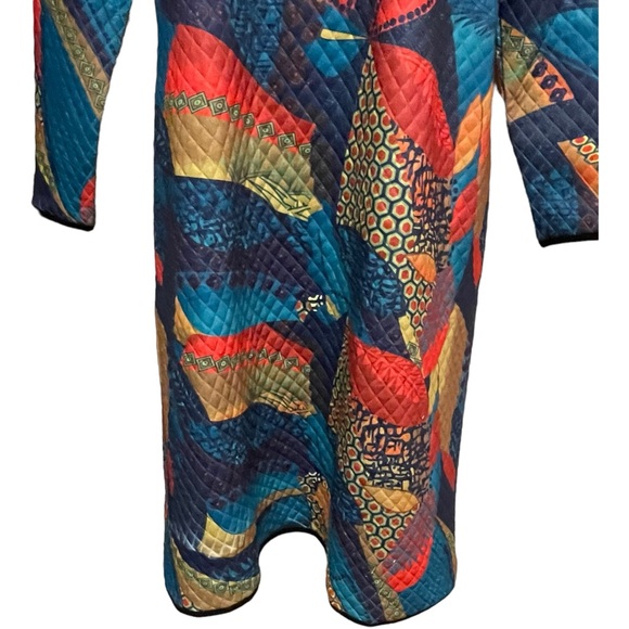 FLORYDAY Dress Quilted Mock Neck Midi Avant Garde Colorful Abstract Print Medium - Picture 5 of 12